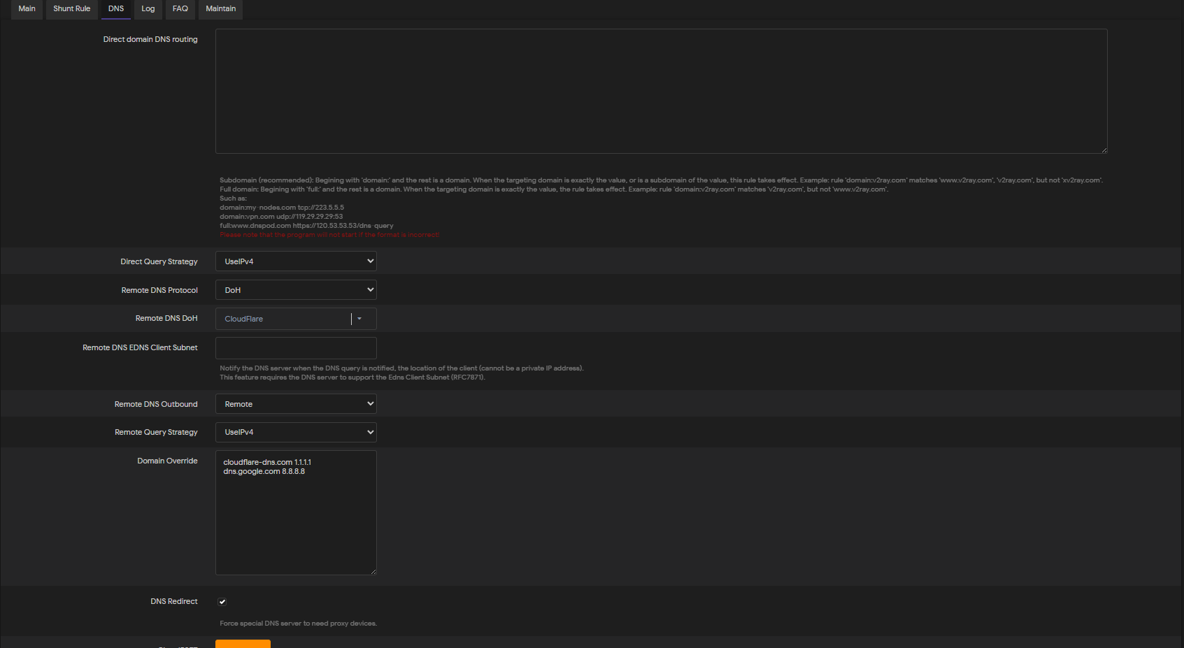 Passwall 2 DNS settings