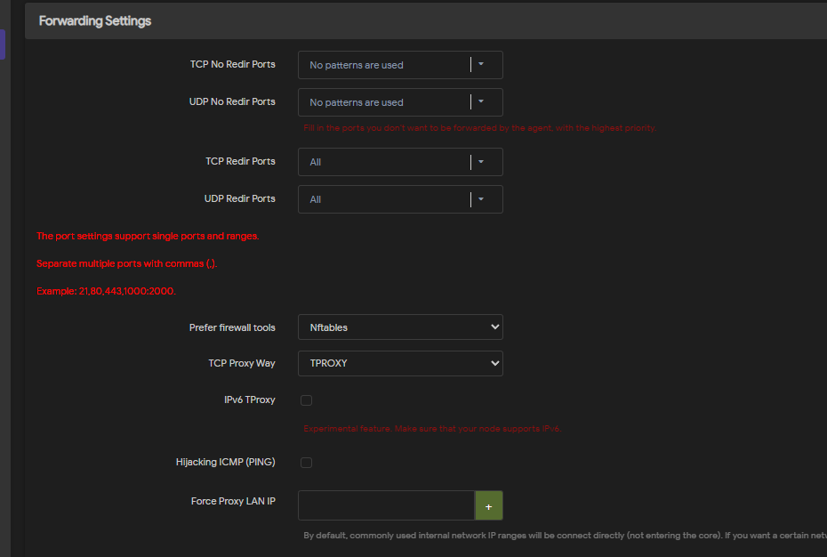 Passwall 2 Forwarding settings